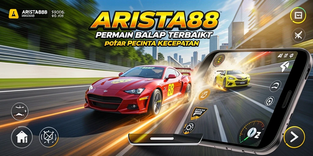 Gameplay balapan seru dengan mobil cepat dan lintasan menantang.