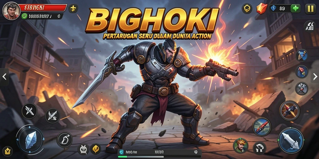 Tampilan gameplay seru dari BIGHOKI yang penuh aksi.