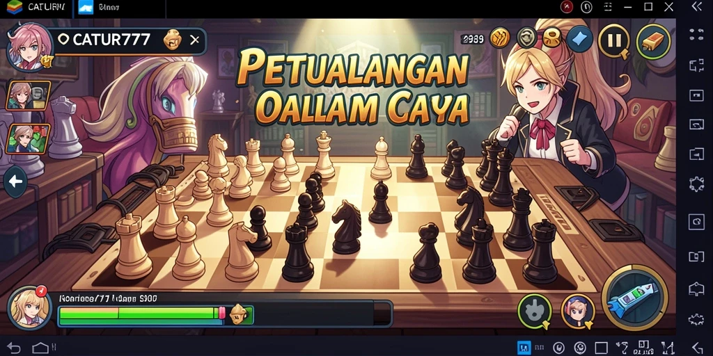 Tampilan gameplay seru dengan karakter anime yang beraksi.