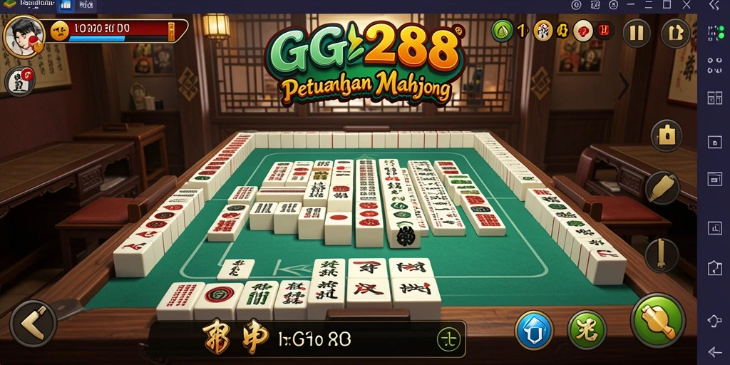 Tampilan gameplay GG288 dengan ubin Mahjong yang berwarna-warni.
