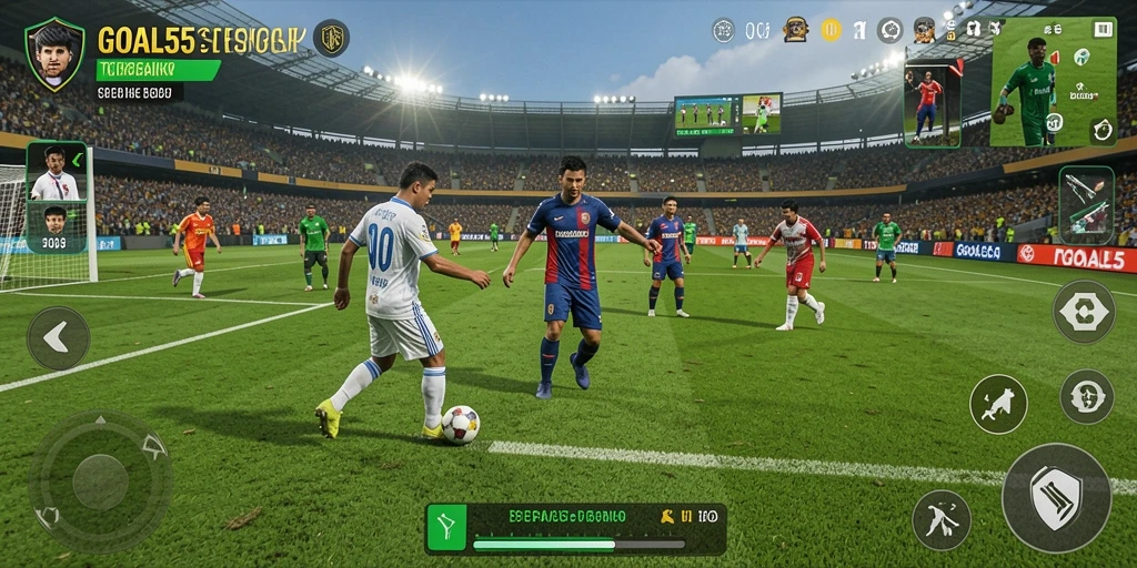 Gameplay GOAL55 yang memukau di lapangan sepak bola.