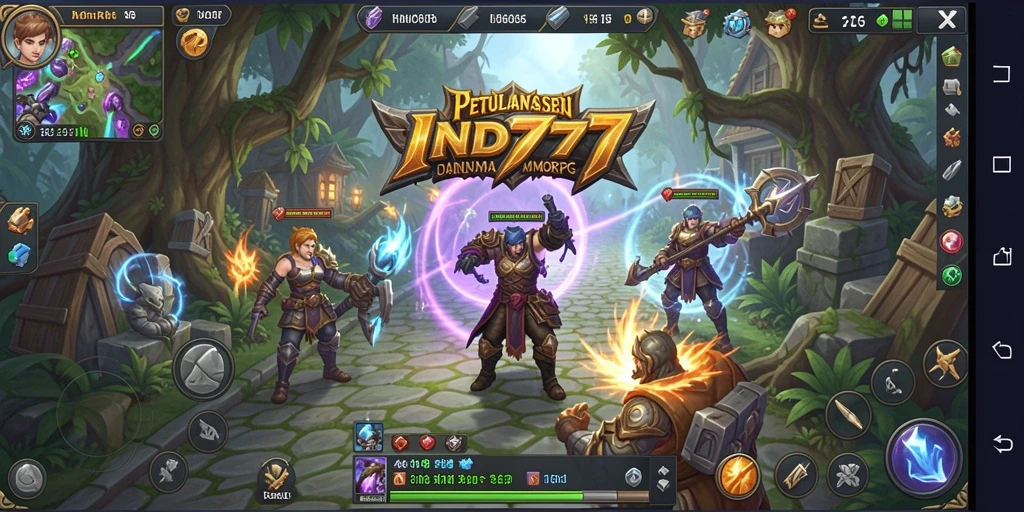 Tampilan dinamis gameplay <strong>IND777</strong> dalam dunia MMORPG yang menakjubkan.