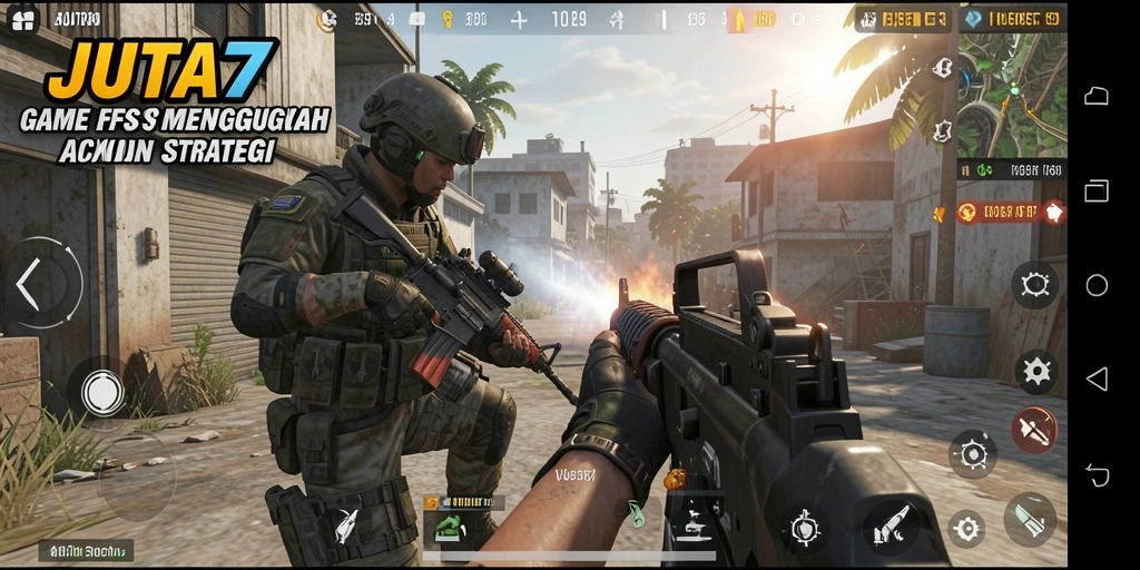 Tampilan gameplay intens di JUTA7 dengan aksi tembak-menembak yang mendebarkan.