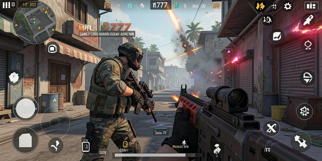 Tampilan mendebarkan dari gameplay FPS MPL777.