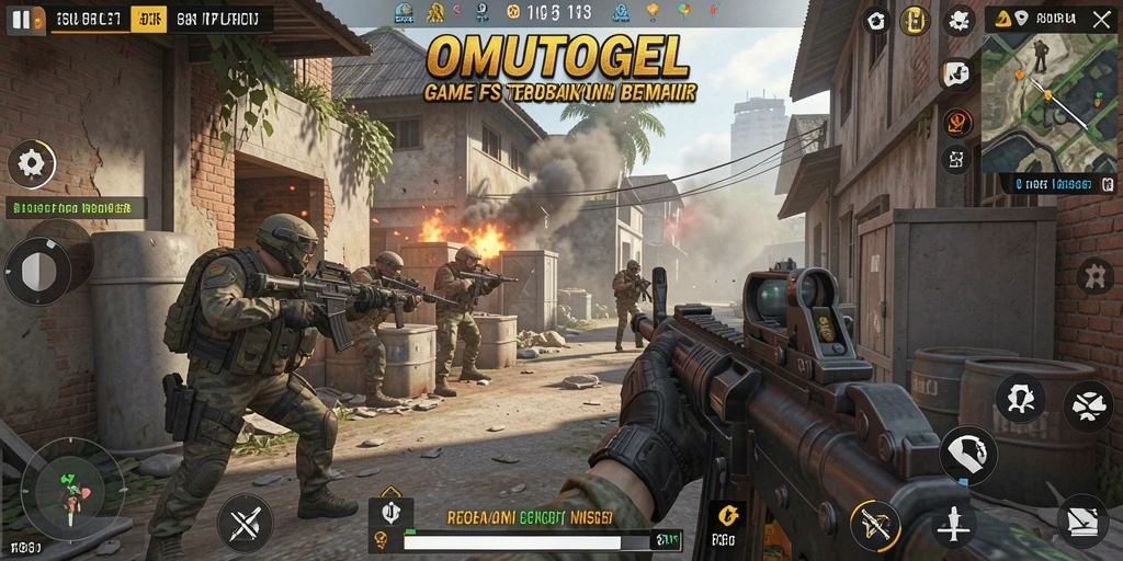 Gameplay intens di OMUTOGEL dengan aksi tembak-menembak yang seru.
