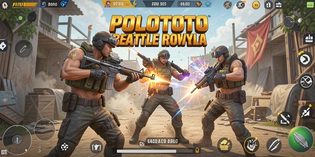 Screenshot gameplay POLOTOTO yang menampilkan aksi seru Battle Royale.