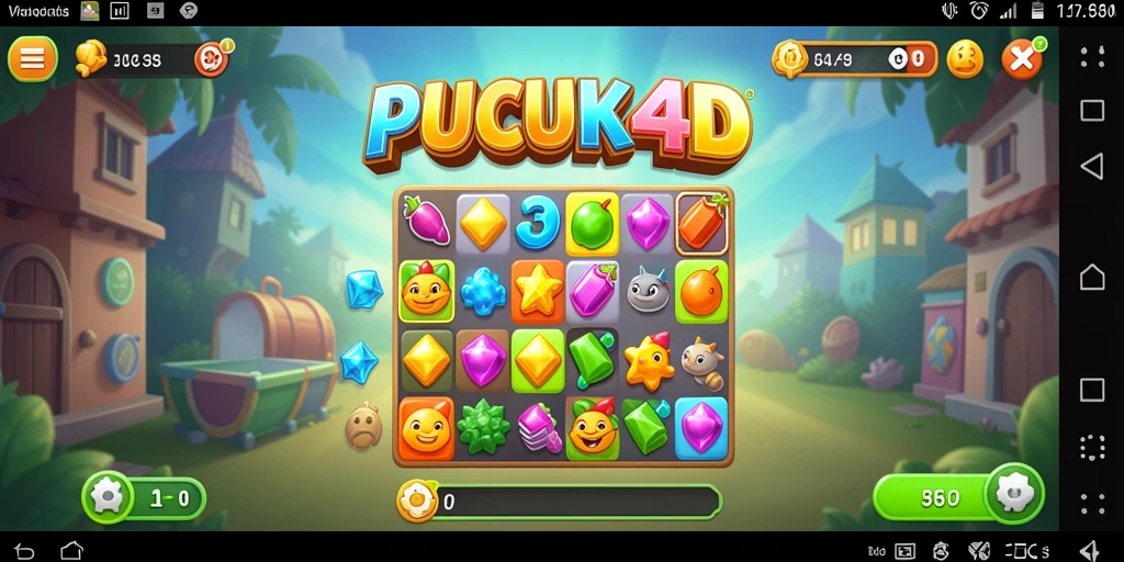 Screenshot dari gameplay PUCUK4D menunjukkan keseruan bermain Match-3.