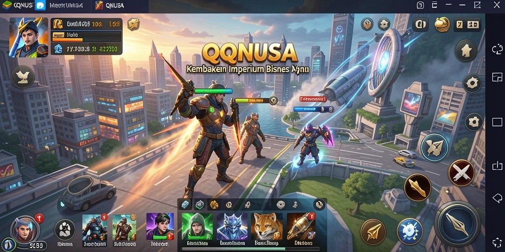 Tangkapan layar menunjukkan gameplay seru dan strategi manajemen bisnis di QQNUSA.