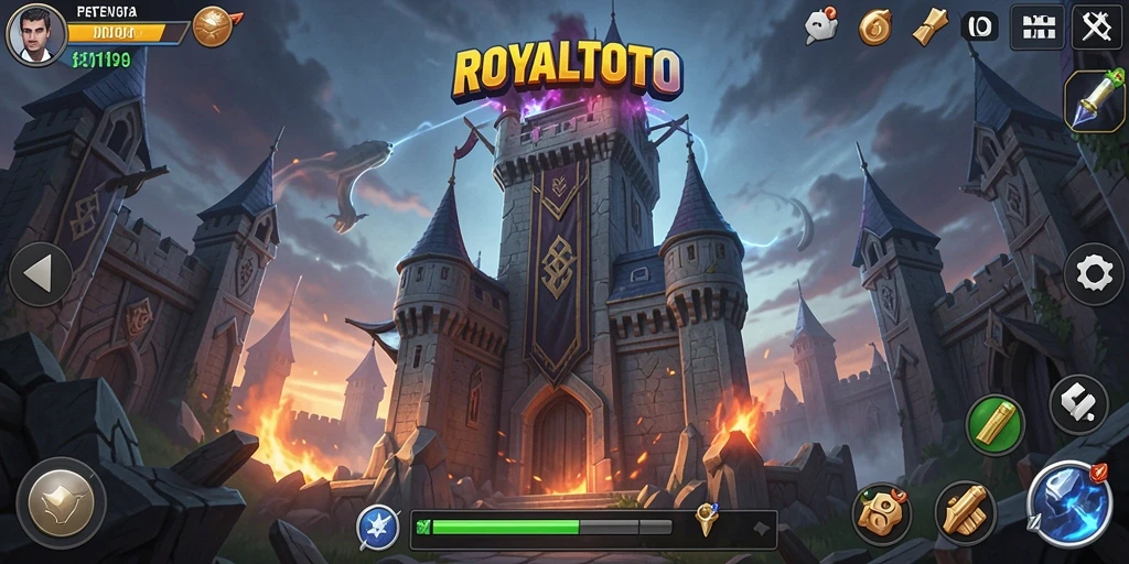 Tampilan permainan ROYALTOTO yang menegangkan dalam genre Tower Defense.