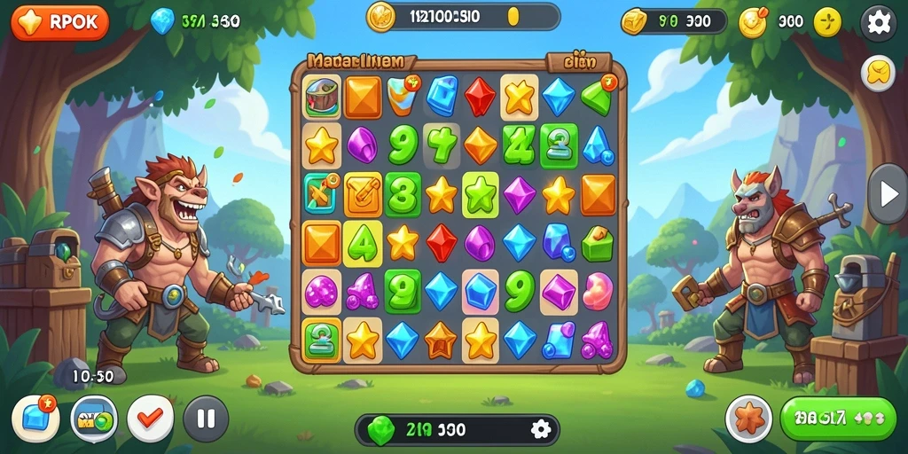 Tampilan gameplay RPOK yang seru dengan elemen Match-3.