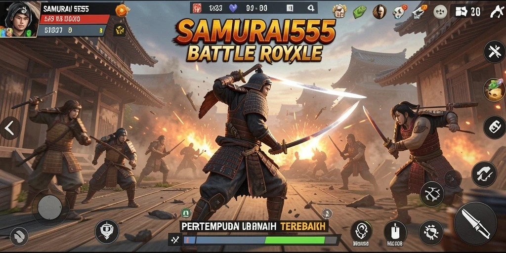 Tampilan gameplay seru dan intens di SAMURAI555 Battle Royale.