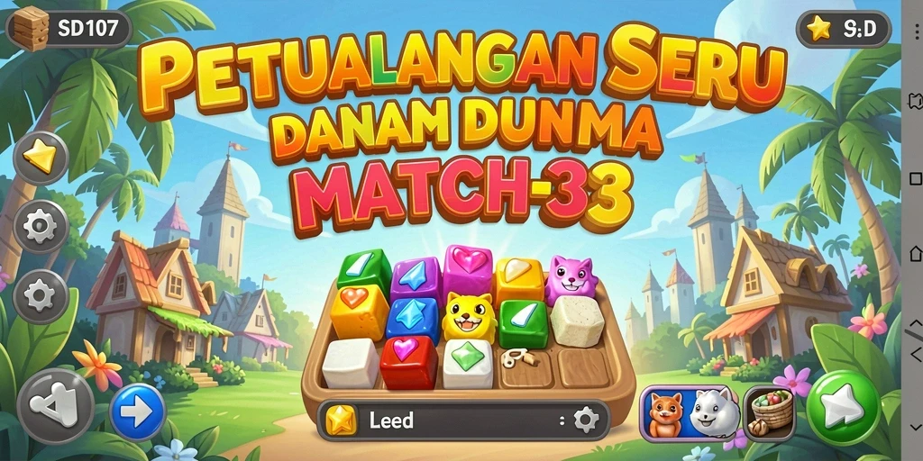 Screenshot utama gameplay <strong>SD107</strong> menampilkan kombinasi elemen Match-3 yang menarik.