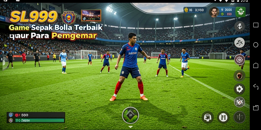 Tampilan gameplay dominan dalam pertandingan sepak bola yang intens.