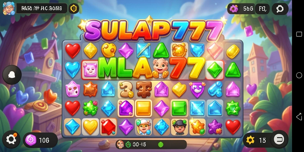 Screenshot utama SULAP777 menampilkan gameplay menantang Match-3.