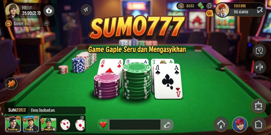 Screenshot gameplay SUMO777 yang menampilkan suasana permainan Gaple yang seru.