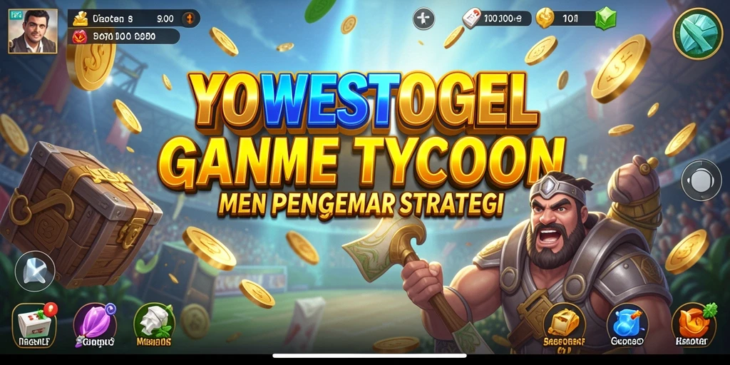 Tangkapan layar gameplay YOWESTOGEL yang menunjukkan aktivitas bisnis yang dinamis.